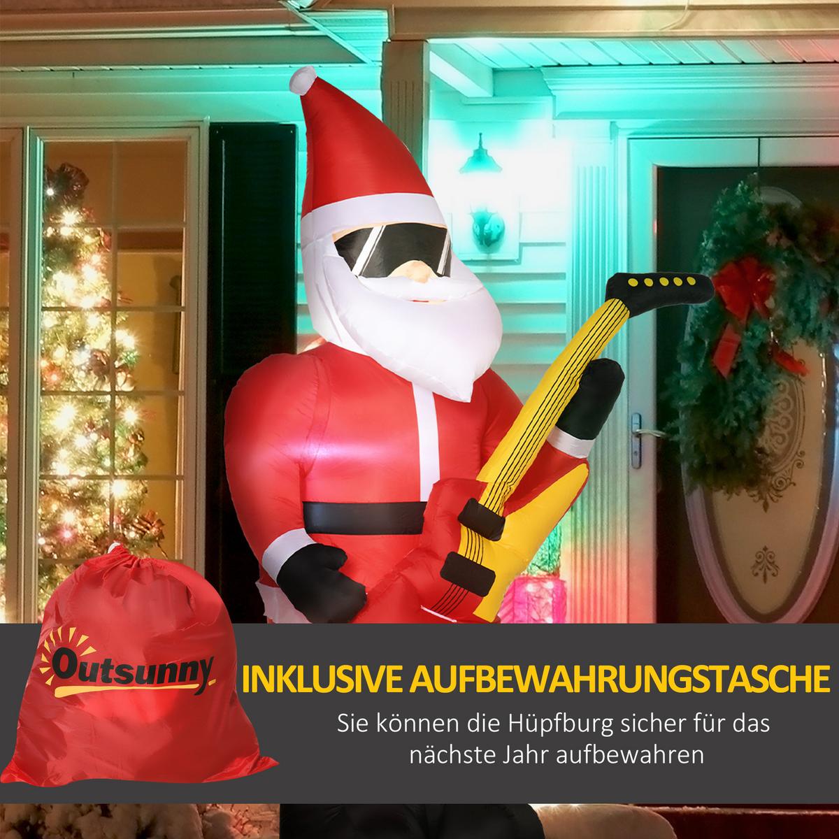 AUFBLASBARER Weihnachtsmann, Polyester, Rot - Rot, Kunststoff (75/215/140cm) - Outsunny