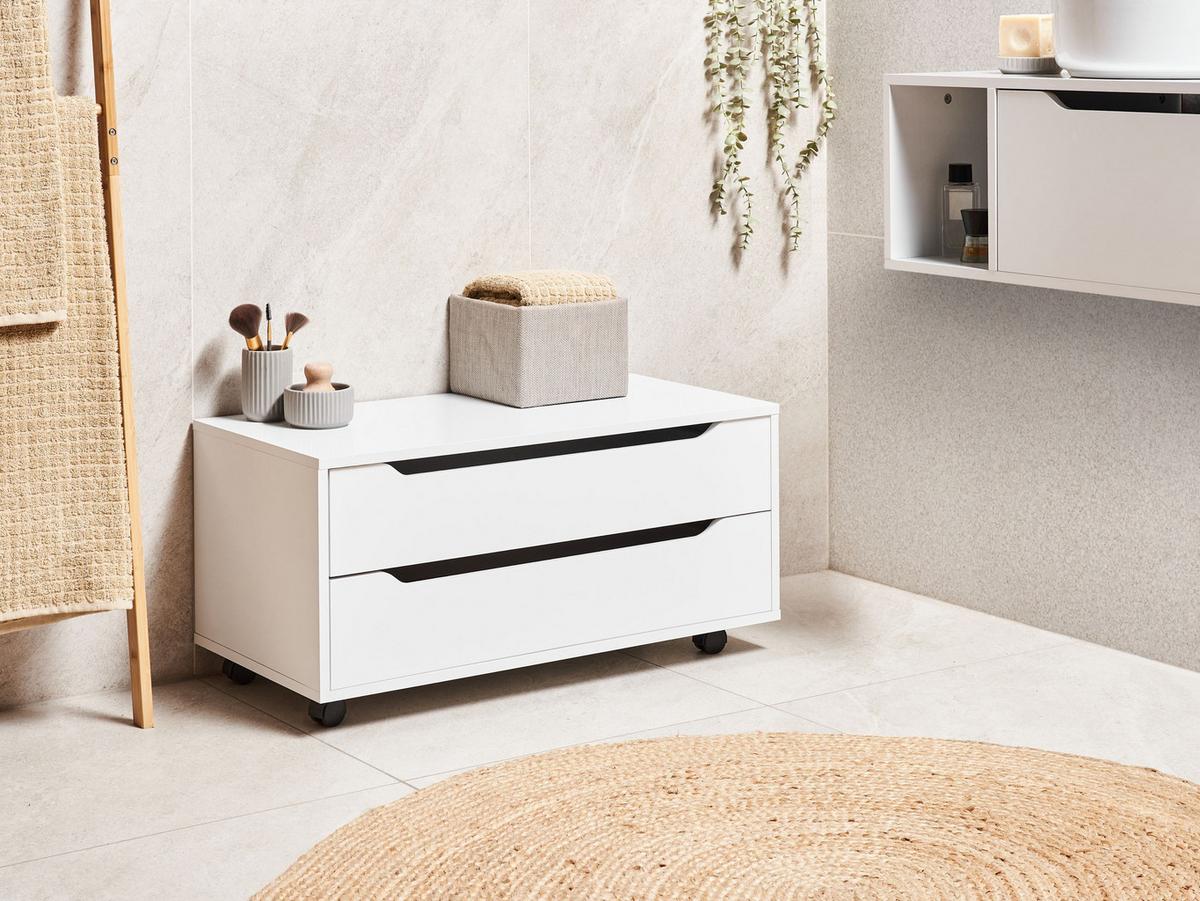 BADEZIMMERSCHRANK 80 cm Weiß Osasco - Weiß, Holzwerkstoff (80/39/39cm) - Beliani
