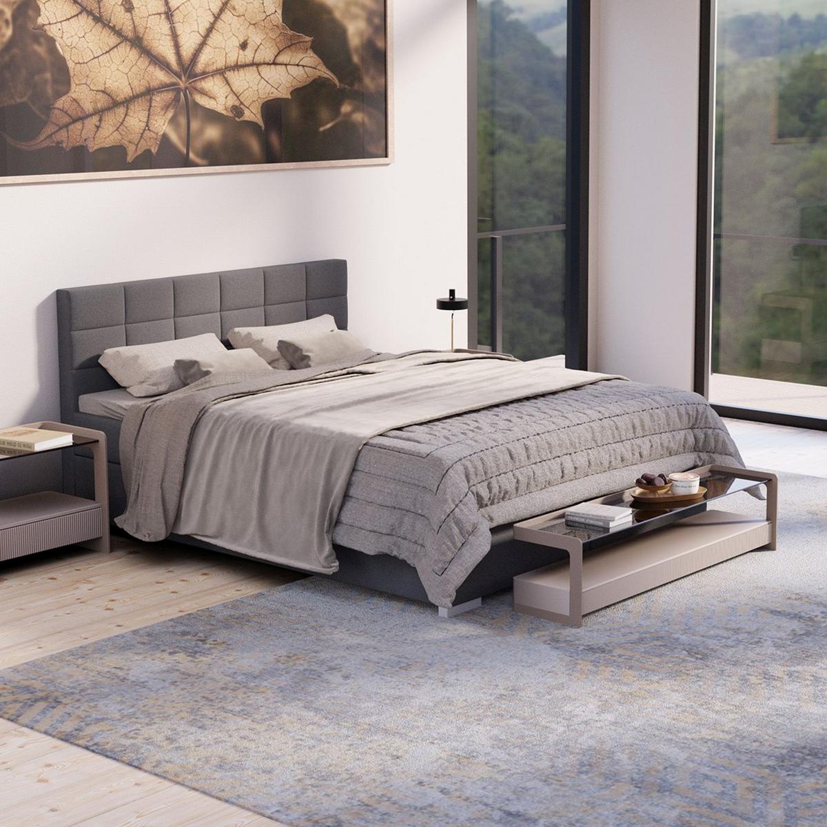 BOXBETT Seattle hellgrau 180x200 cm Malmo-Stoff - Hellgrau, Textil (180/200cm) - Juskys