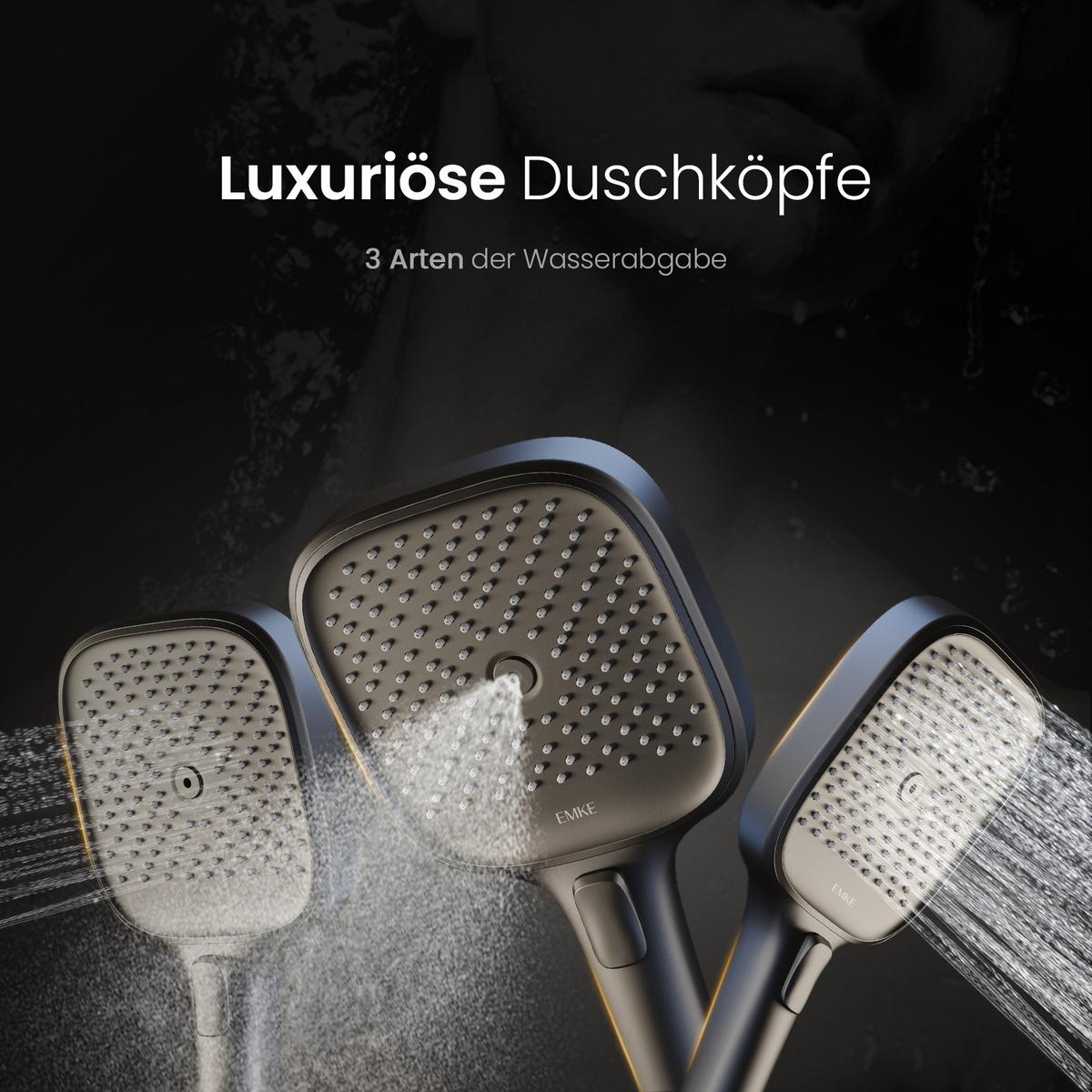 ÜBERKOPFBRAUSESET mit Handbrause Thermostat Vielseitig Anthrazit 105 / 48 cm - Anthrazit, Metall (40/113/58cm) - EMKE