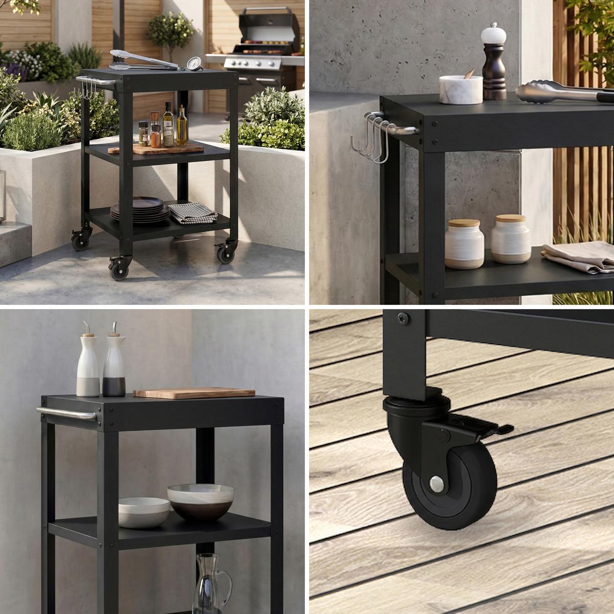 GARTEN-SERVIERWAGEN Bolognano - Schwarz, Metall (50/80.5/50cm) - casa.pro