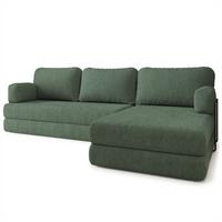 ECKSOFA LEA modulares Boneless Sofa mit Schlaffunktion Grün Boucle-Stoff - Grün, Textil (270/160cm) - MASSENO