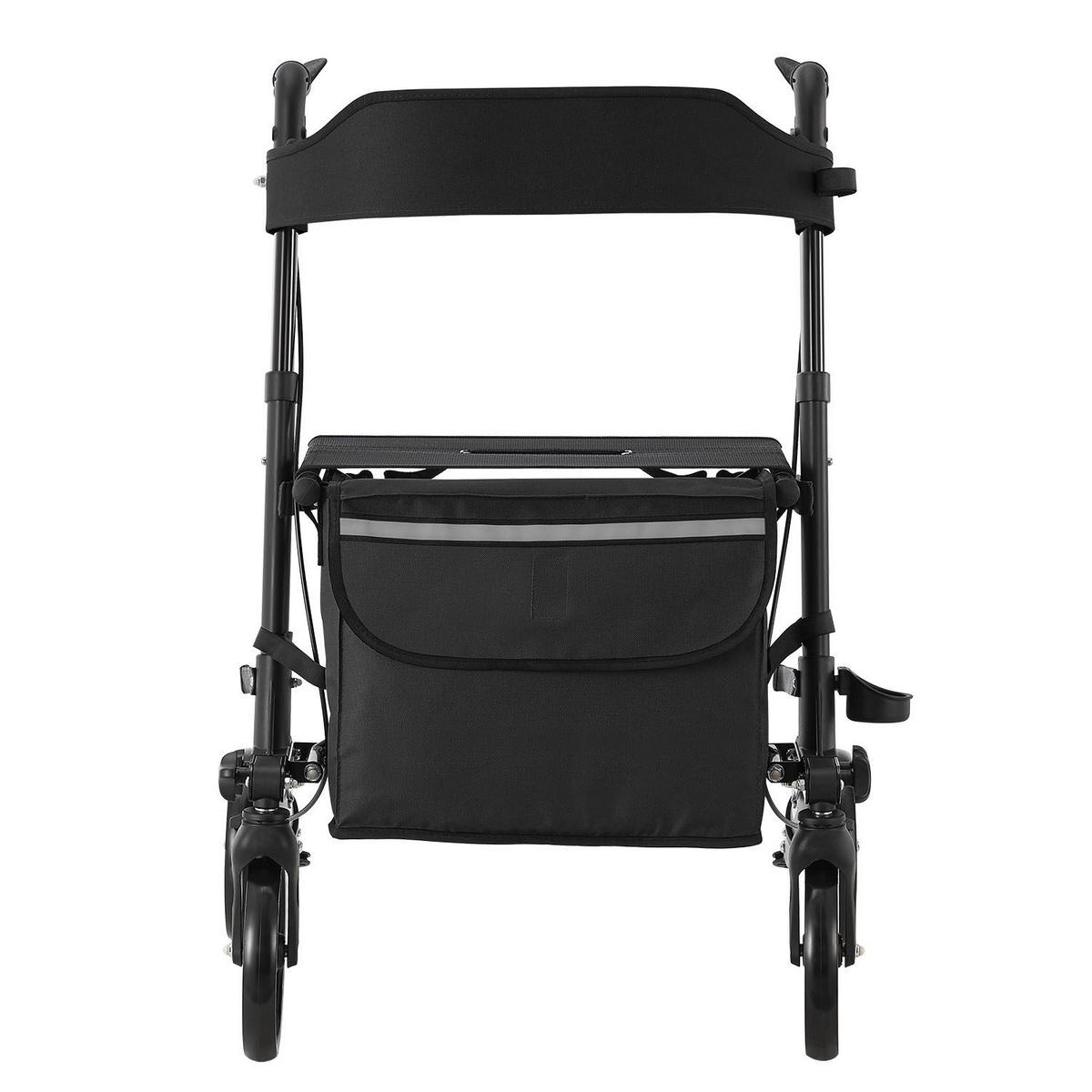 ROLLATOR Vital schwarz klappbar mit Sitzfläche & Einkaufstasche - Schwarz, Metall (63/80/68cm) - Juskys