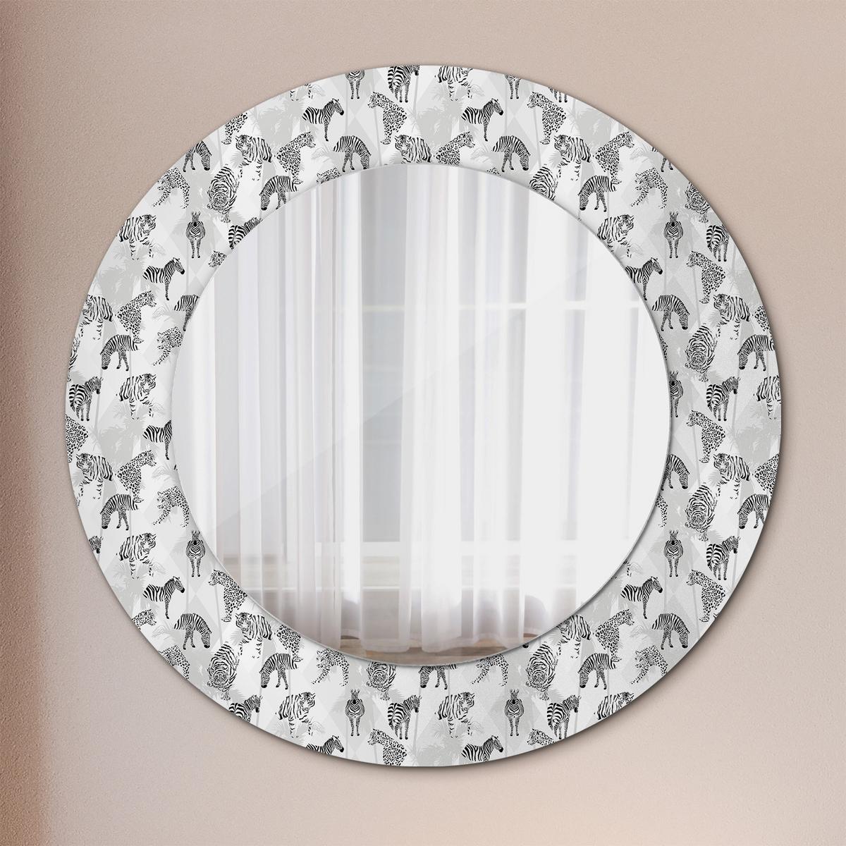SPIEGEL Rund Ø 50 cm mit Aufdruck - Schwarz, Glas (50/50/0.4cm) - Wallfluent