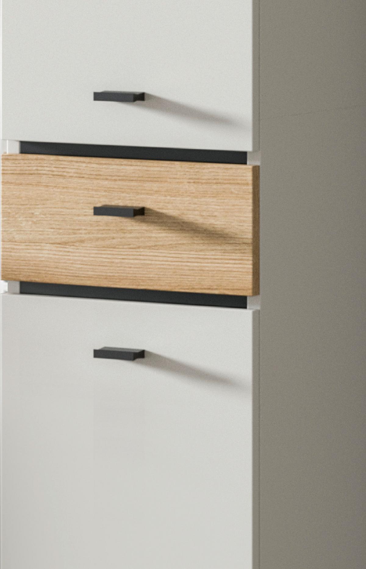 HOCHSCHRANK Kaschmir, Evoke Eiche 32 x 191 cm, Badschrank mit wechselbarem Türanschlag - Kaschmir/Eichefarben, Holzwerkstoff/Kunststoff (32/191/30cm) - Inn.Furn