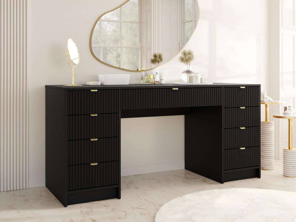 SCHREIBTISCH Tireno Bis - Goldfarben/Schwarz, Holzwerkstoff/Metall (154/55/76cm) - MIRJAN24