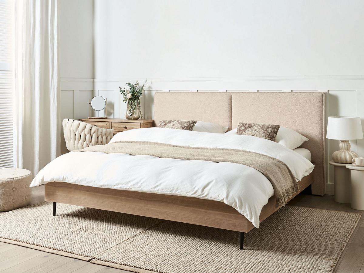 BETT mit Lattenrost 180x200 cm Beige Izernore - Beige, Textil (180/200cm) - Beliani