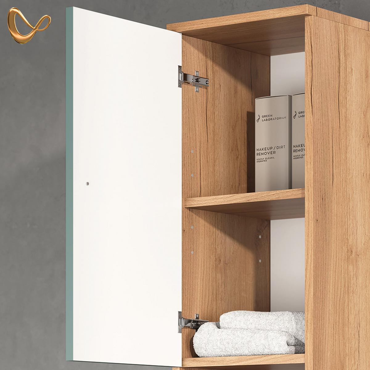 BADSCHRANK Fucino Grün 30 x 190 cm - Grün, Holzwerkstoff (30/190/30cm) - Livinity®