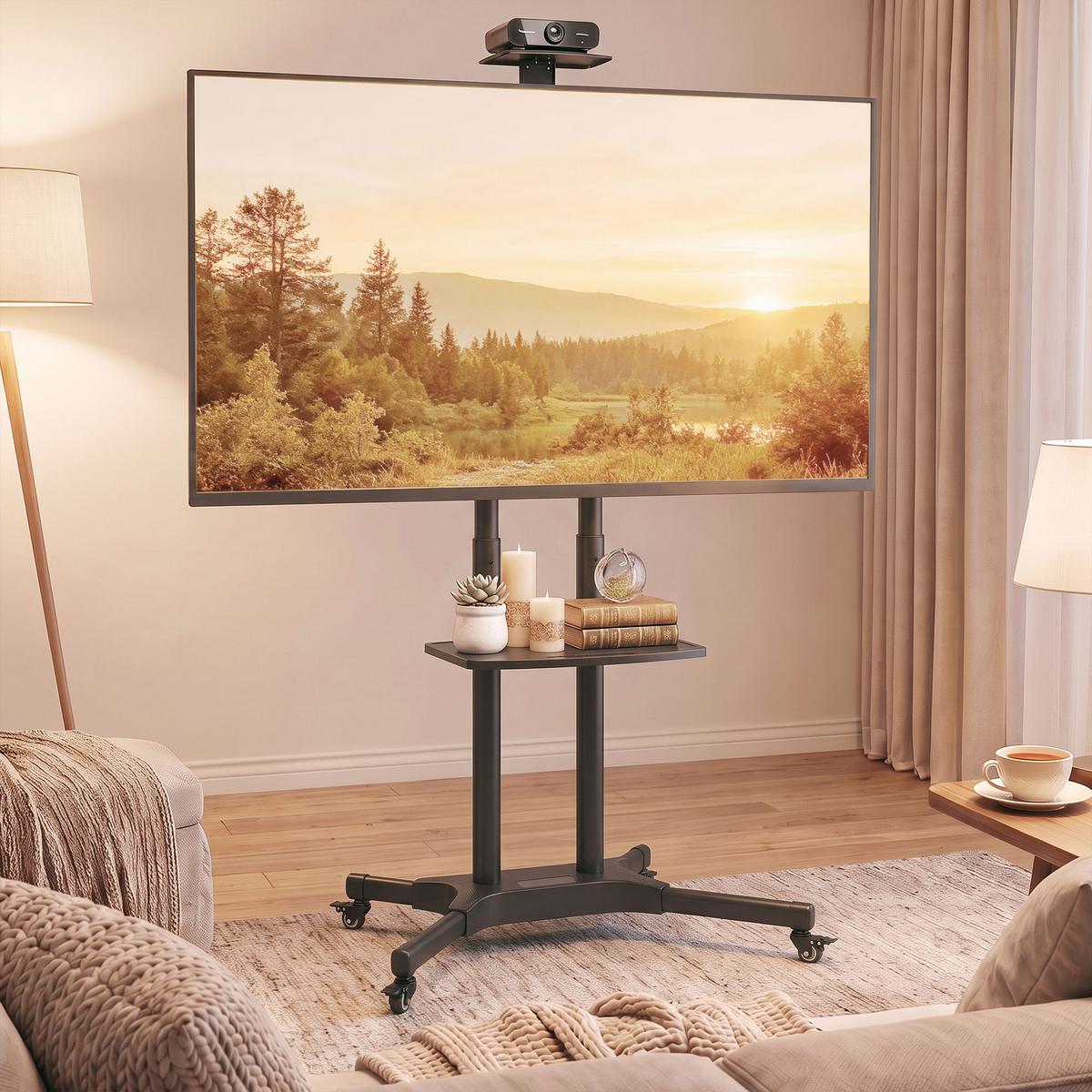 MOBILER-TV-STÄNDER Metall Schwarz - Schwarz, Metall (64.8/189/85.3cm) - HOMCOM
