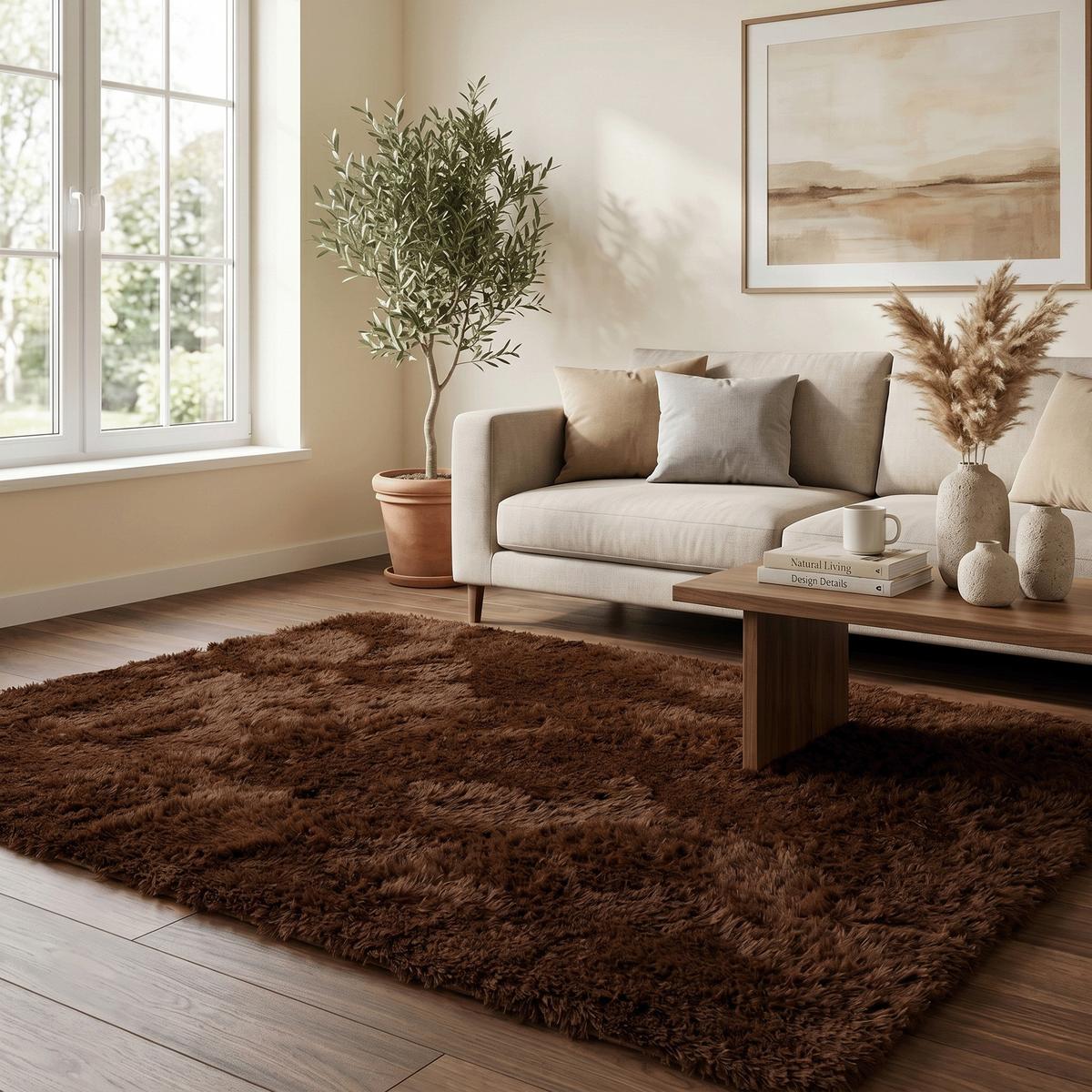HOCHFLOR SHAGGY TEPPICH FLUFFY - Dunkelbraun, Textil (60/90cm) - Pergamon