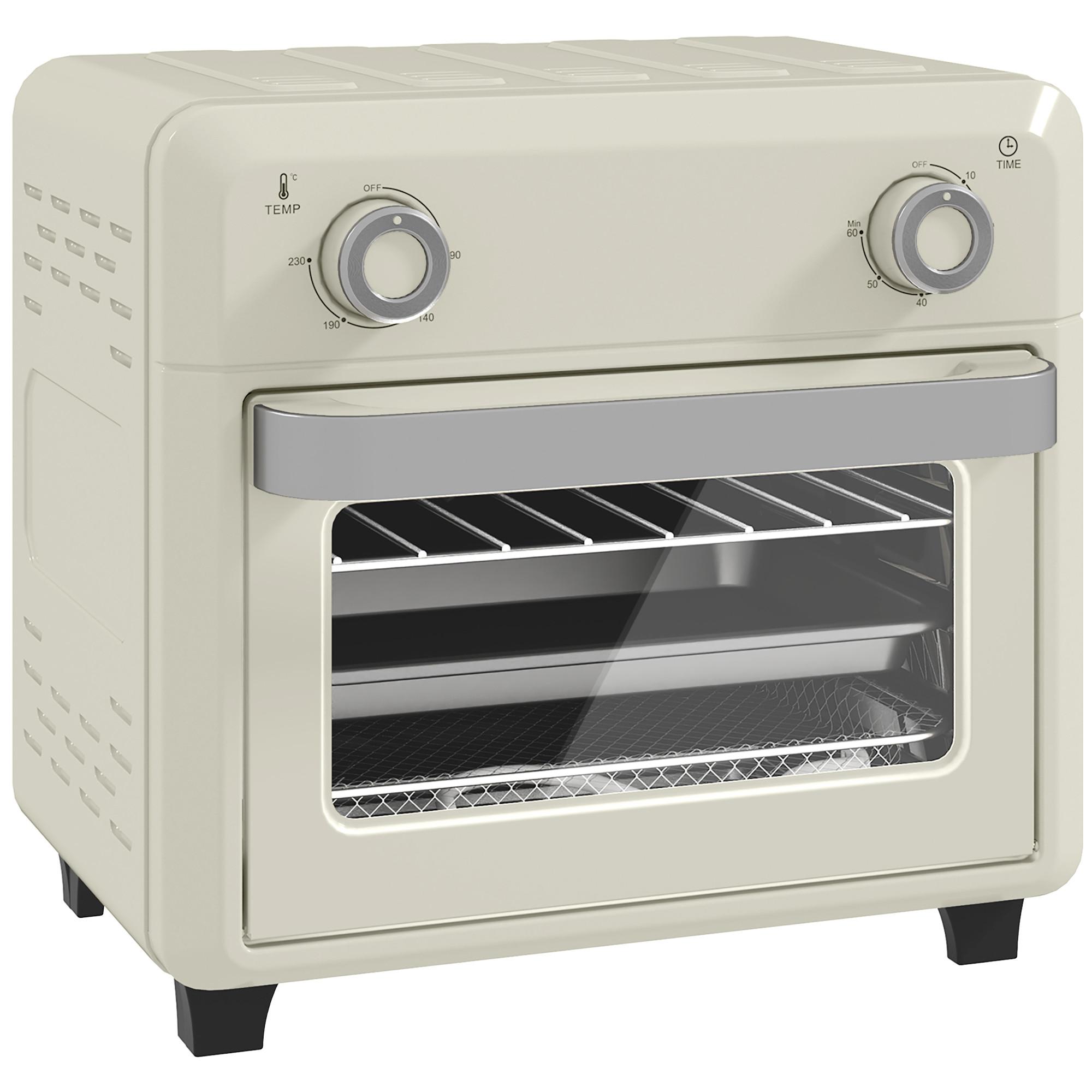 MINIBACKOFEN Edelstahl Gehärtetes Glas Cremeweiß - Creme, Metall (32/27.2/29.8cm) - HOMCOM