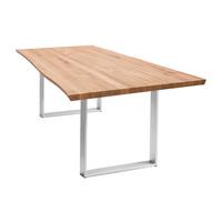 ESSTISCH Massiv Danyette 160 x 90 x 74 Esszimmertisch Holz massiv Wildeiche geölt/Edelstahl gebürstet - Naturfarben, Holz (160/90/74cm) - 58aufmkessel