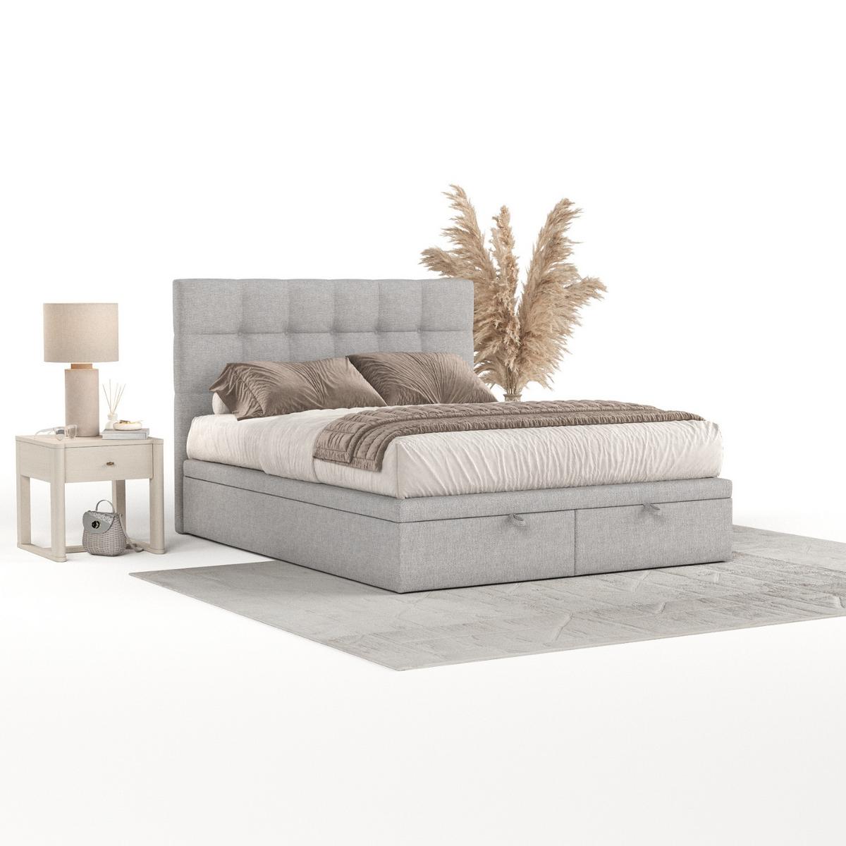 POLSTERBETT Guam mit Stauraum 200/200 cm Grau im Megan Stoff - Schwarz/Grau, Holz/Holzwerkstoff (200/200cm) - AltaBeds