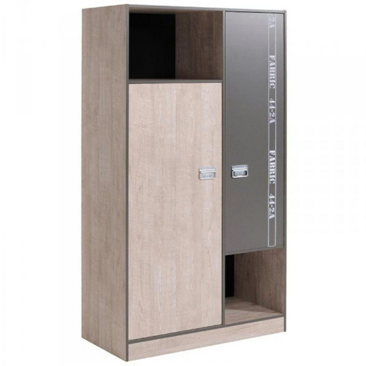 KINDERZIMMER Set 4-tlg Kleiderschrank Schreibtisch Bett 90x200 - Chromfarben/Eschefarben, Holz/Holzwerkstoff (207/182/99cm) - Parisot Meuble