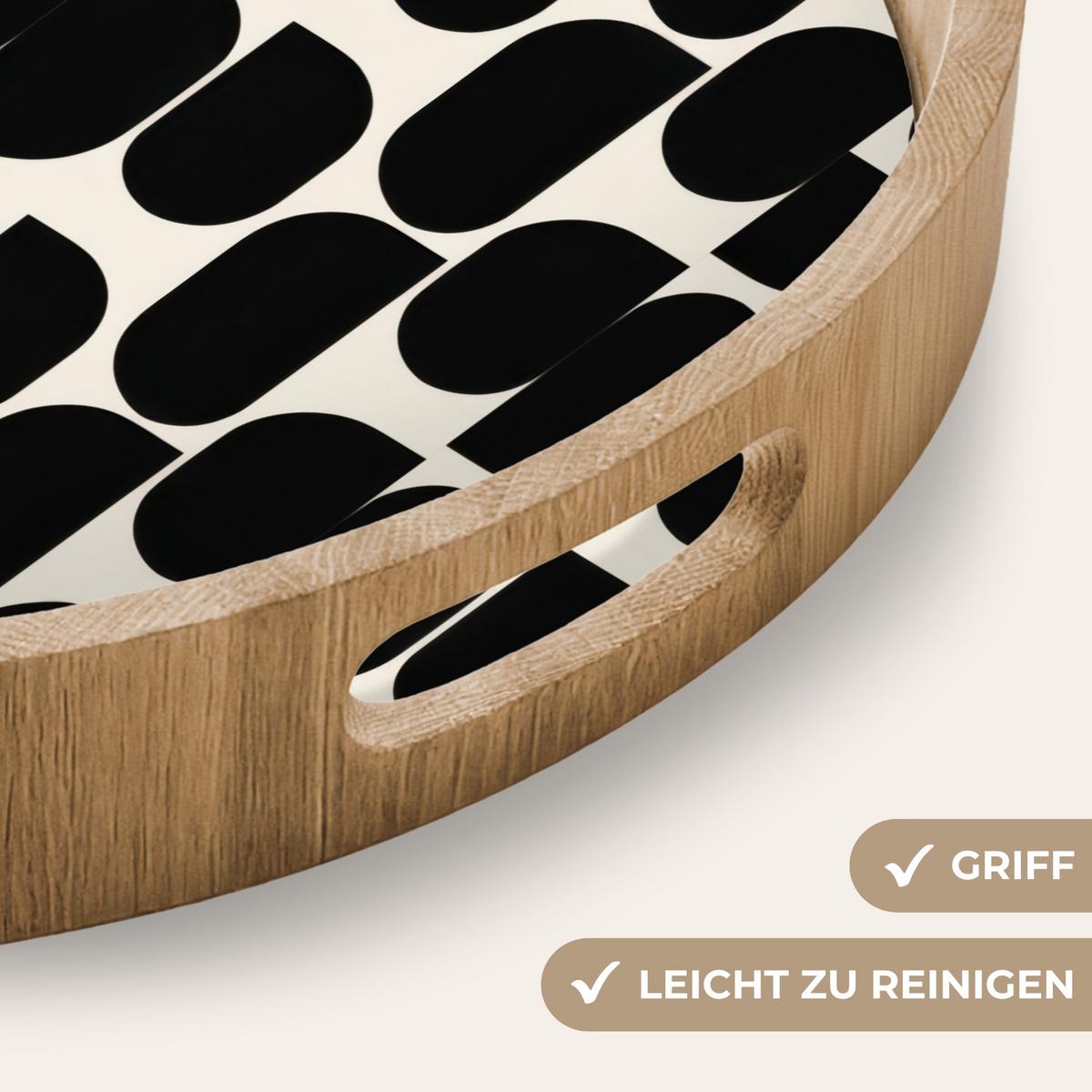 TABLETT Modern - Gemustert - Schwarz 50x50 cm - Schwarz, Holz (50/5/5cm) - OnlyWow