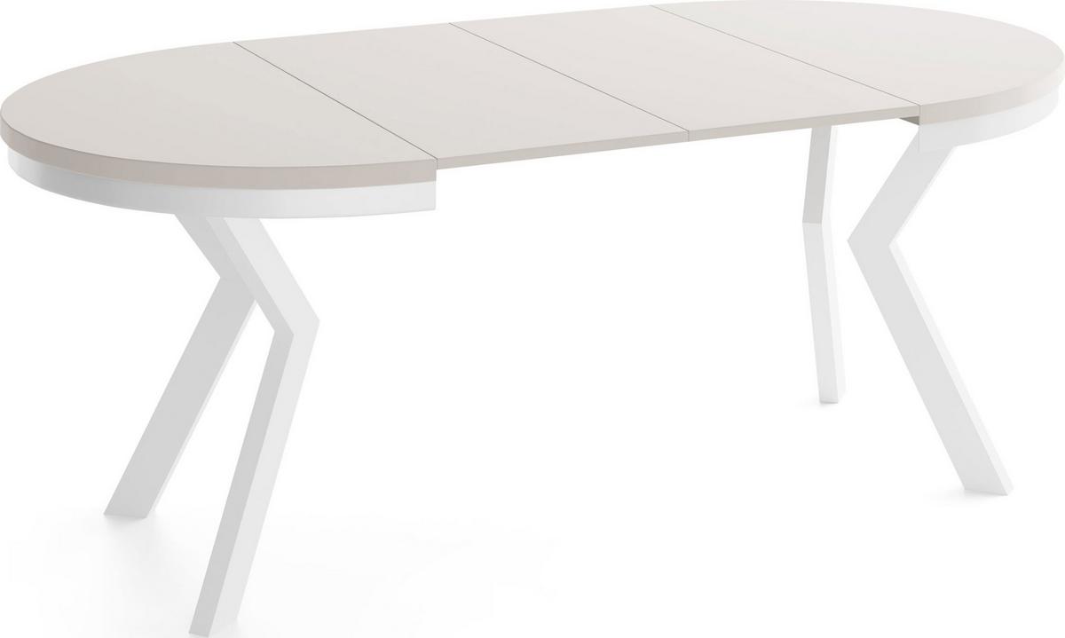 ESSTISCH Savio Weiß Neo rund ausziehbar verlängerbar XXL, Kaschmir 100-200/100/77 cm - Kaschmir/Beige, Holz/Holzwerkstoff (100/200/77cm) - WFL GROUP