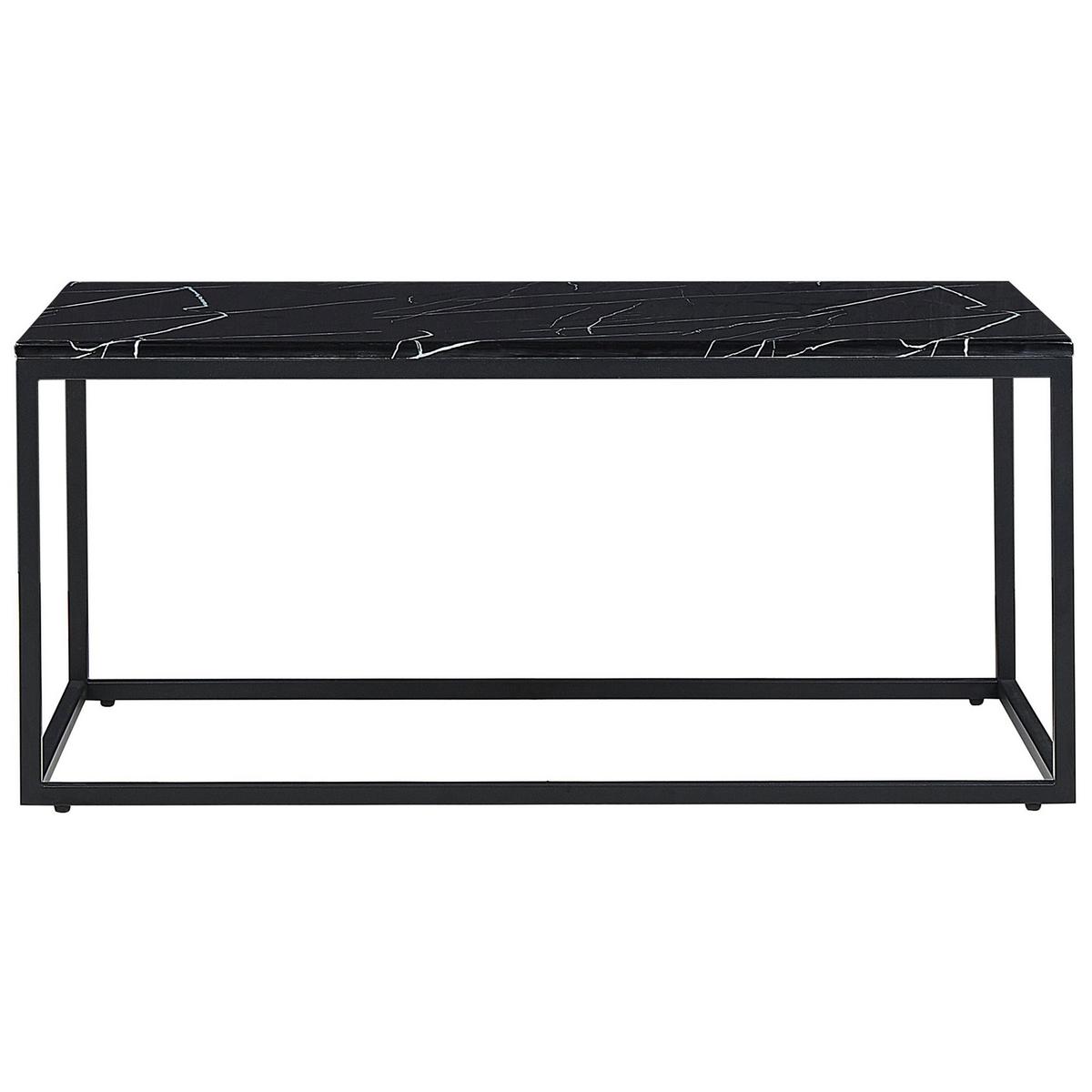 COUCHTISCH Marmor Optik schwarz rechteckig 60/100 cm Delano - Schwarz, Holzwerkstoff (60/100/45cm) - Beliani