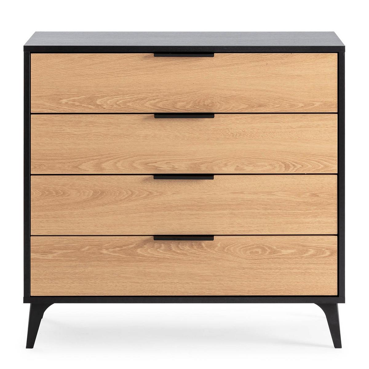 KOMMODE 80/76/40 Kalma Schwarz/Eichenfarbe - Schwarz, Holzwerkstoff (80/76/40cm)