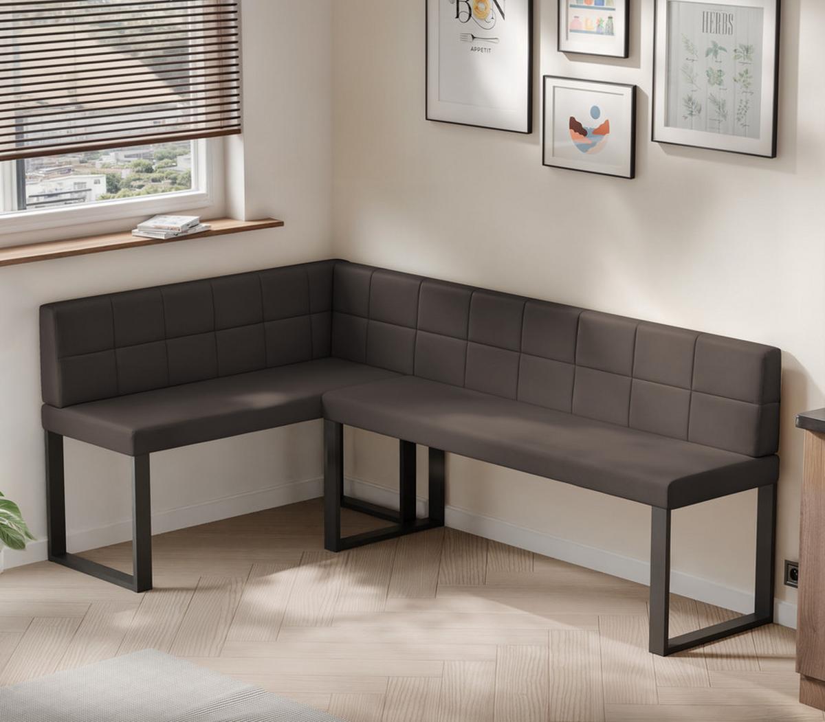 ECKBANK links SANA U Kunstleder gesteppt, 142/196 cm Braun - Braun, Kunststoff/Textil (142/196cm) - Idohome