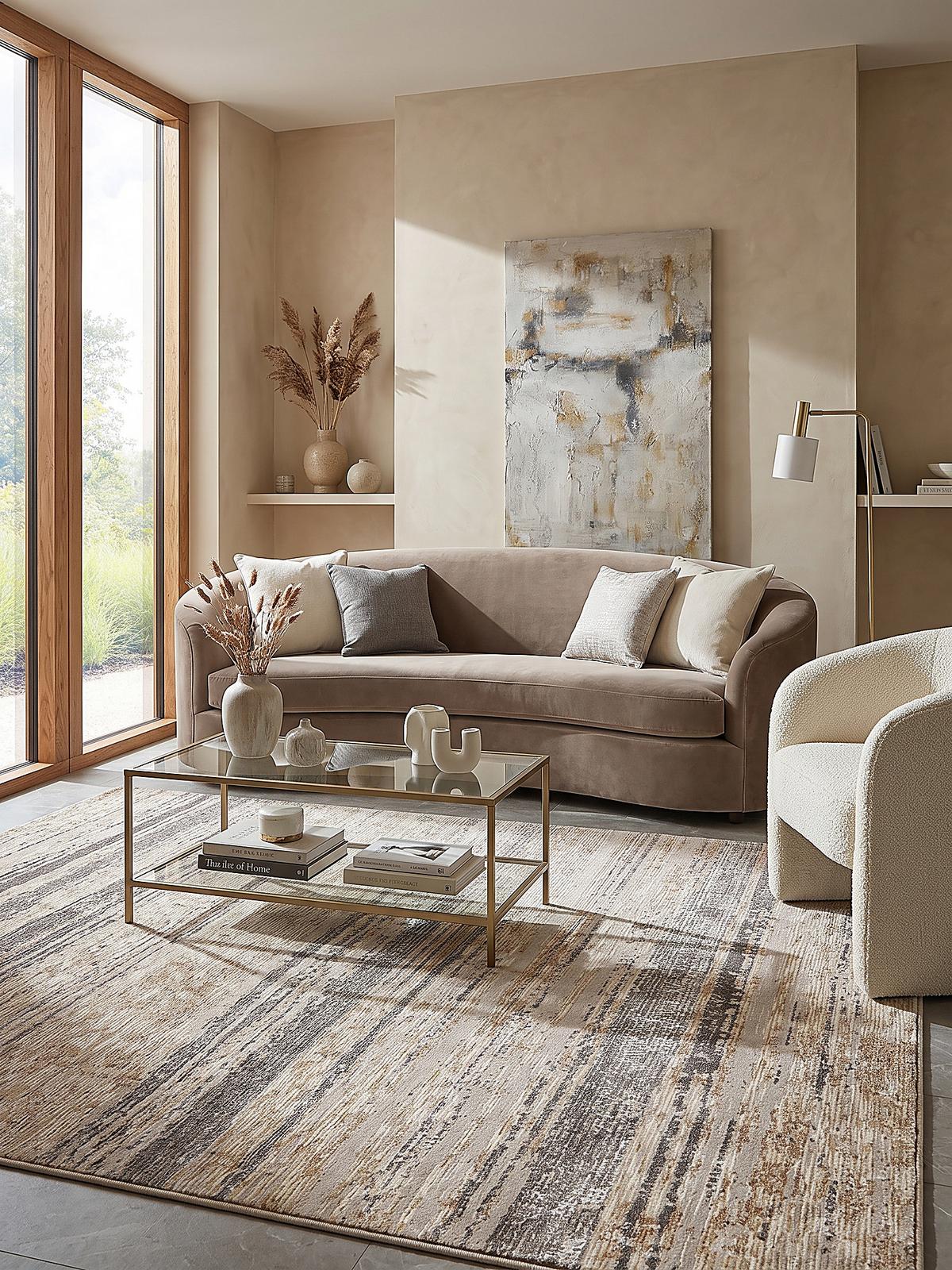 KURZFLORTEPPICH HORNER, Streifen, Natur, 120 x 160 cm - Beige, Textil (120/160cm) - KADIMA DESIGN