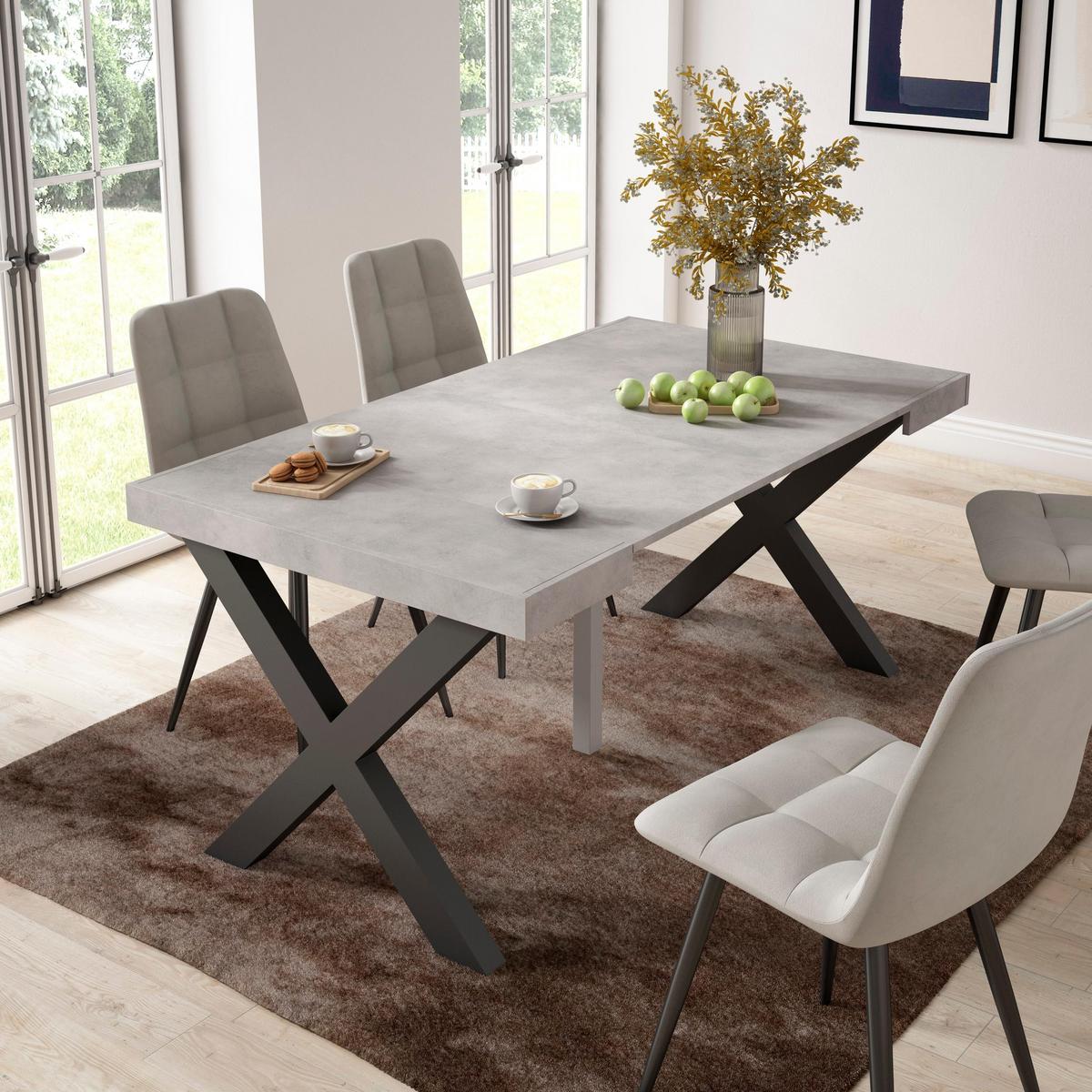 KONSOLENTISCH ausziehbar 58 bis 160cm, für 8 Gäste, zementgrau, 90/58/73cm - Grau, Holzwerkstoff (90/160/73cm) - Skraut Home