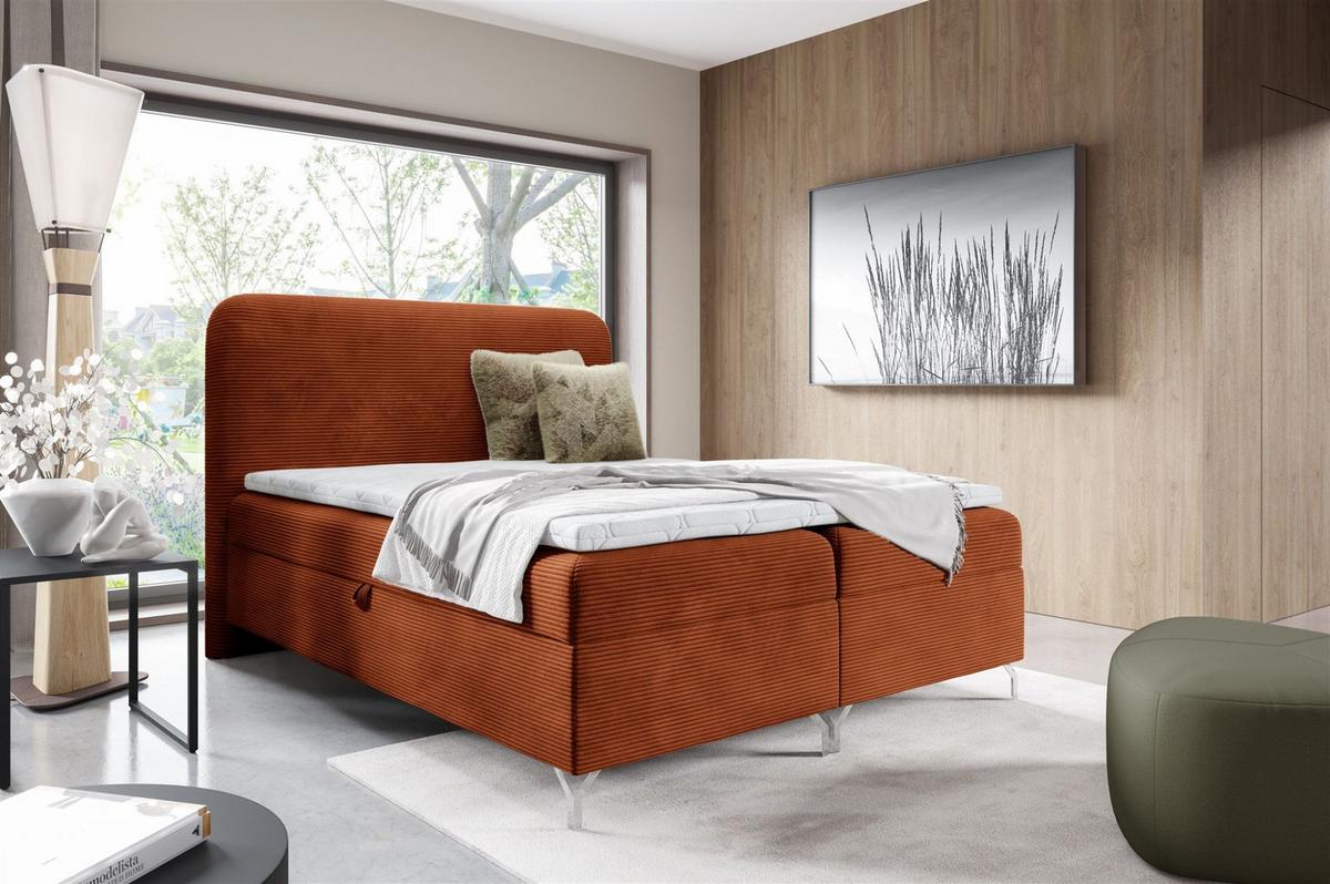 BOXBETT Emilio - Rotbraun, Holzwerkstoff/Textil (140/200cm) - Fun Möbel