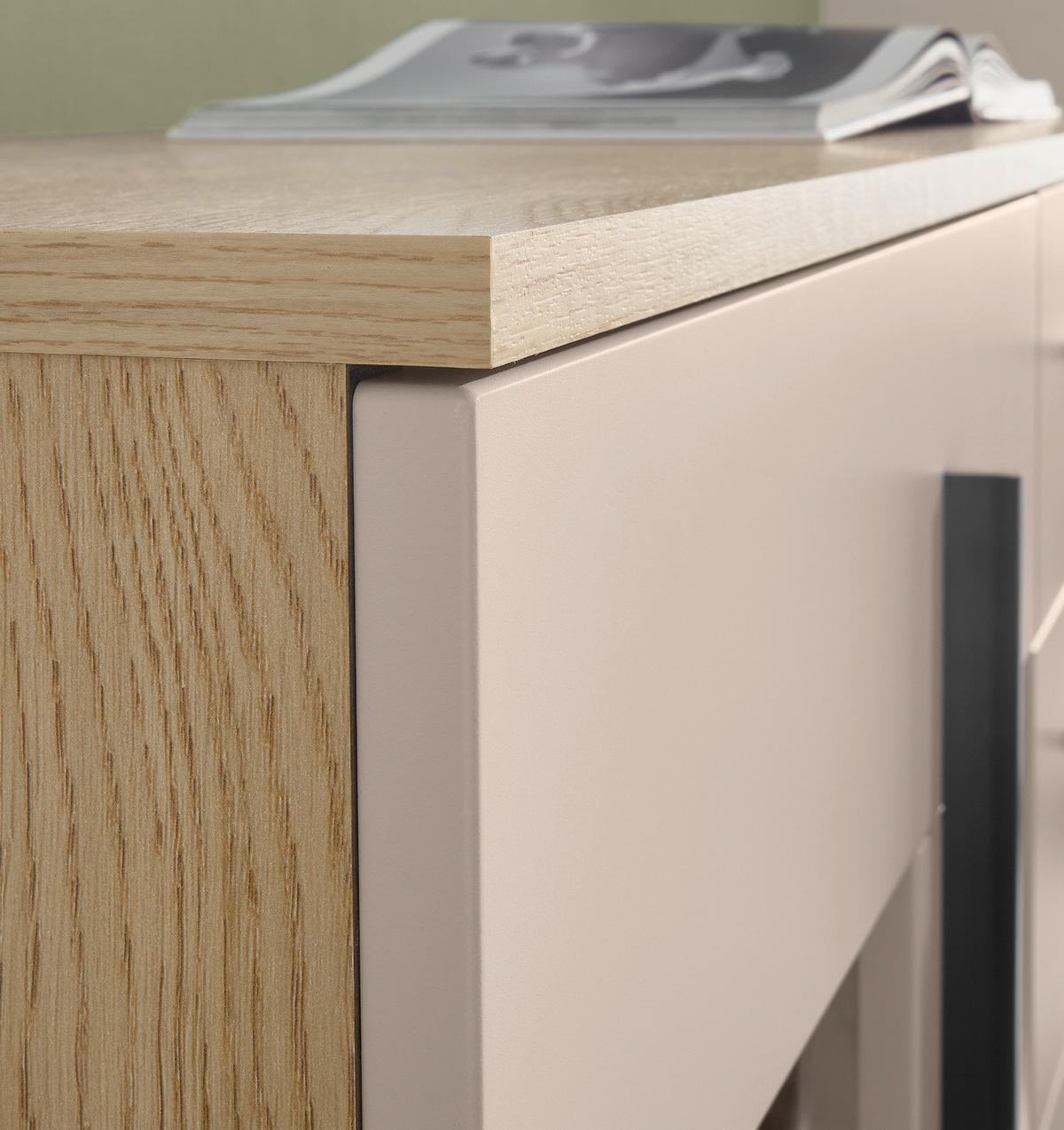 WOHNWAND Kaschmir, Eiche 4-teilig 340 cm, Schrankwand Set mit Soft-Close - Kaschmir/Eichefarben, Glas/Holzwerkstoff (340/200/42cm) - Furn.Design