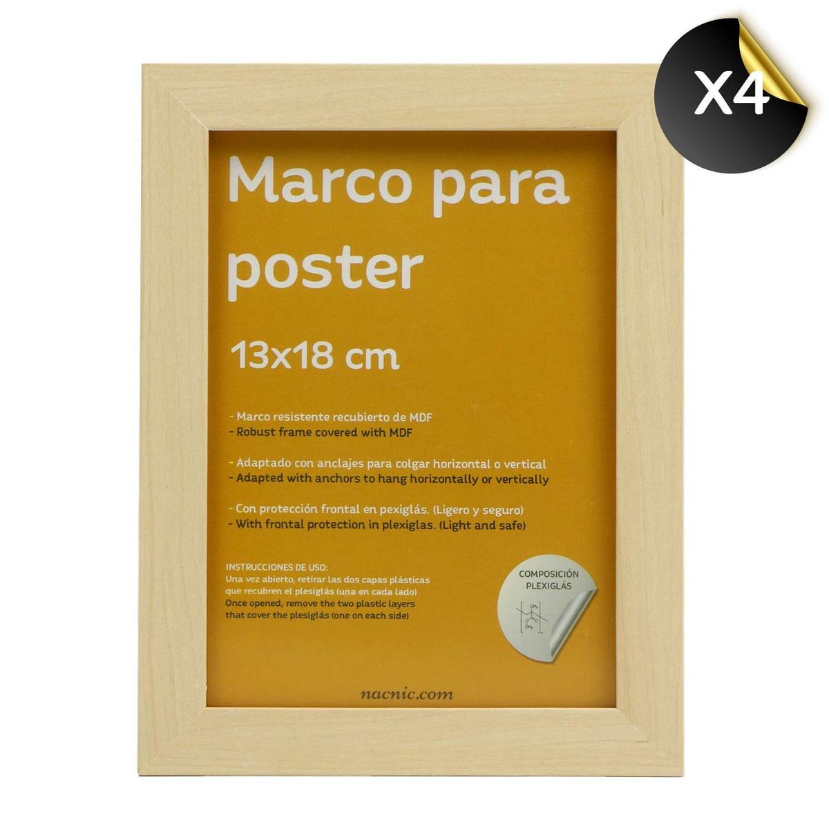 RAHMEN Set mit 10 aus MDF und Acrylglas Schutz und Aussteller für Fotografien, Bilder, Poster, Gemälde Farbe Hellholz 20x25, 13x18, 10x15 cm - Beige, Holz (20/3cm) - Nacnic