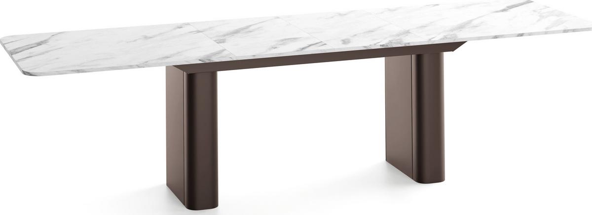 ESSTISCH Riven rechteckig ausziehbar verlängerbar mit Butterfly-Auszug, Marmor Weiß 180-276/90/76 cm - Ecru/Braun, Holzwerkstoff/Metall (90/276/76cm) - WFL GROUP