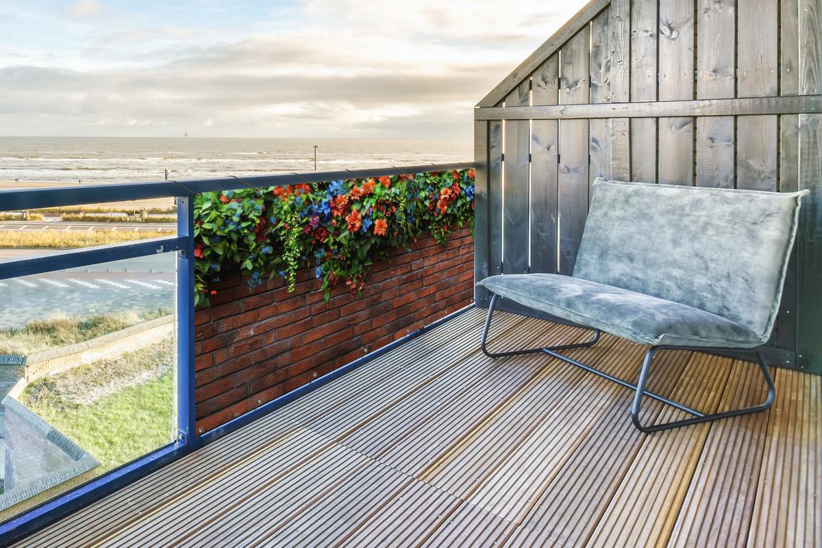 BALKON-SICHTSCHUTZ Blumen - Wand - Grün - Orange Witterungsbeständig 200x90 cm - Rotbraun, Kunststoff (200/90cm) - MuchoWow