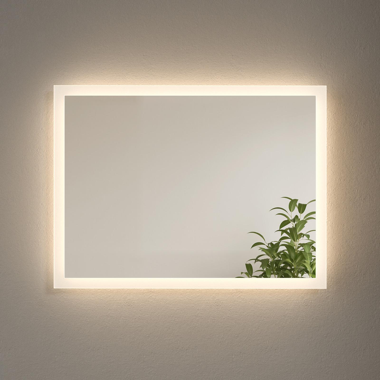 BADSPIEGEL mit Beleuchtung, mechanischem Schalter & Antibeschlag-Funktion, 80/60 cm - Transparent, Glas (80/60/3.5cm) - EMKE