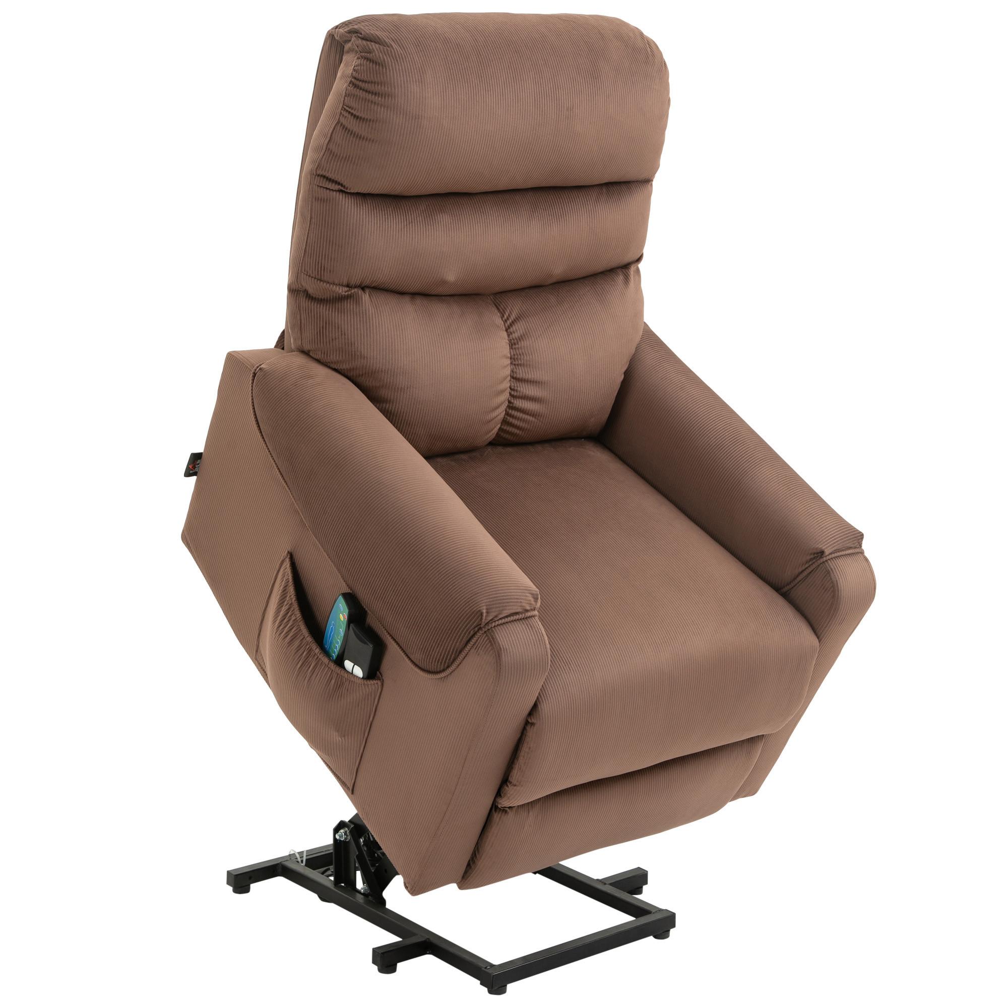FERNSEHSESSEL Sessel mit Aufstehhilfe mit Massagefunktion Heizung Braun - Schwarz/Braun, Textil/Metall (83/110/93cm) - HOMCOM