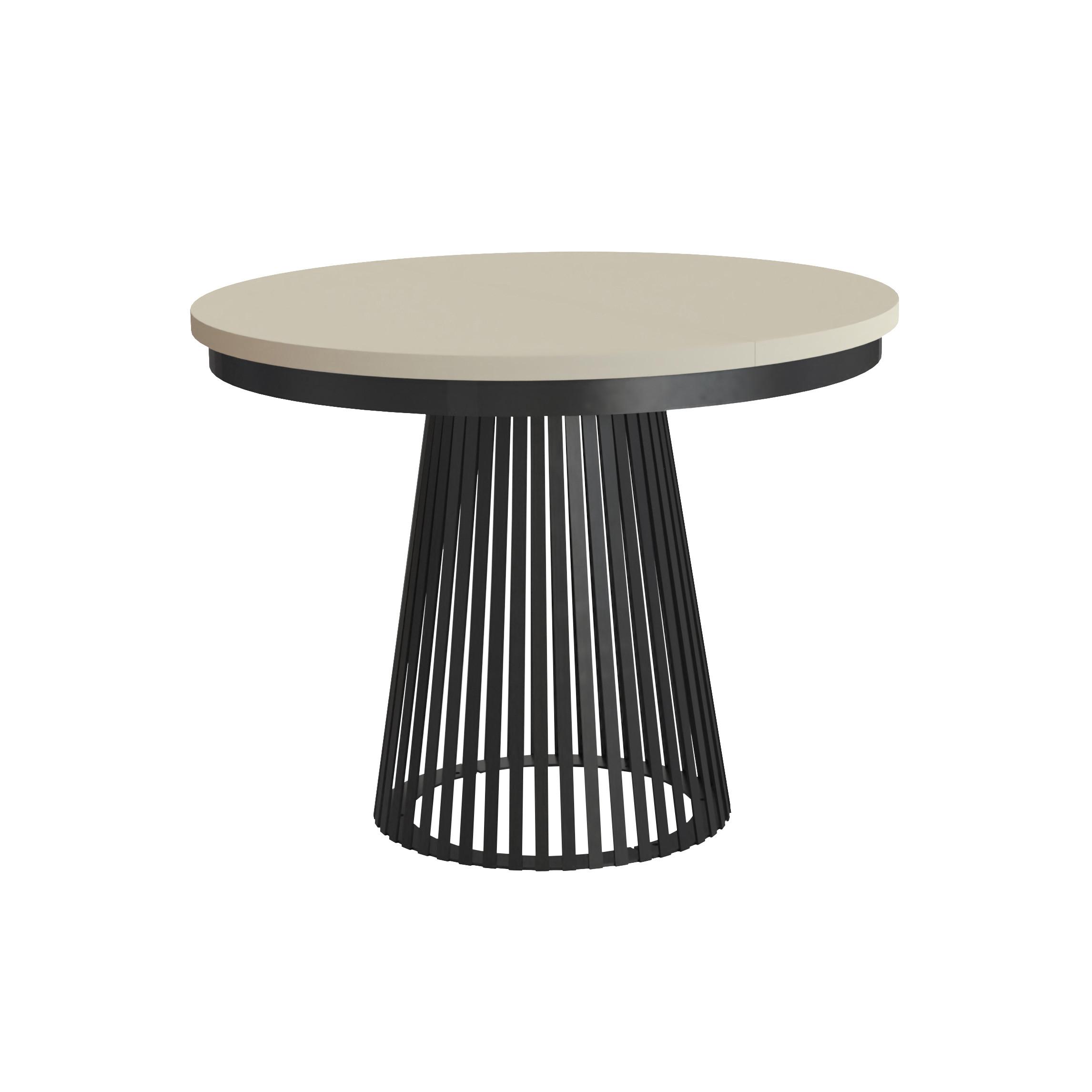 ESSTISCH Lumi im Loft-Stil, ausziehbar Ø 120–200 cm, Metallbeinen, Schwarz+Kaschmir - Kaschmir/Schwarz, Metall (120/120/77cm) - Beautysofa