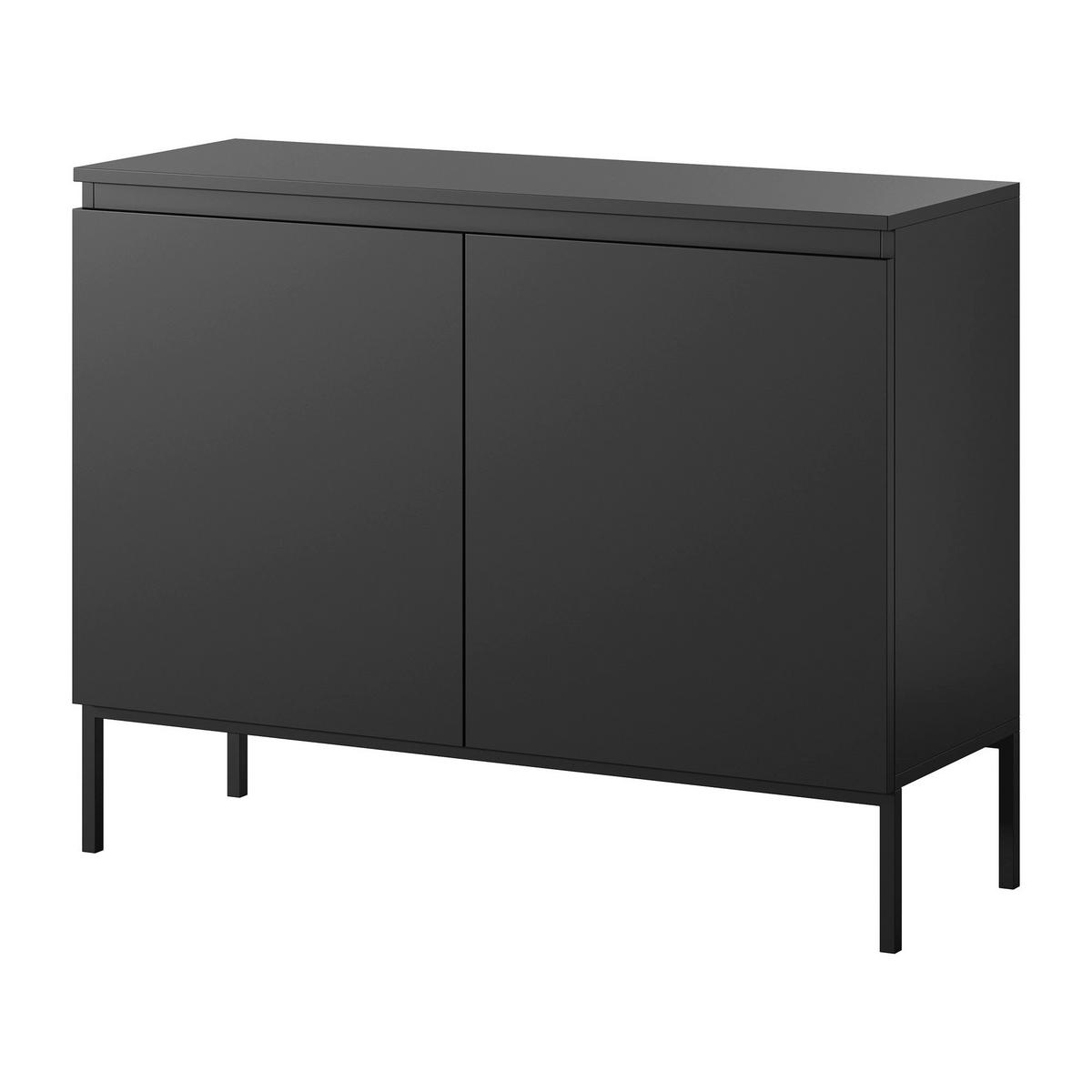 SIDEBOARD Bemmi Schwarz mit schwarzen Beinen 2-türig 100 cm - Schwarz, Holzwerkstoff/Metall (100/77/35cm) - Selsey