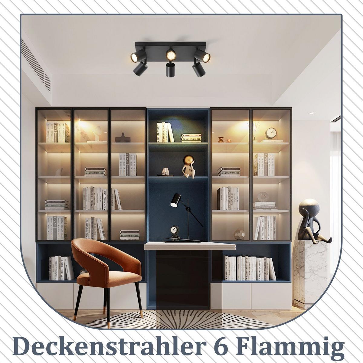 DECKENSTRAHLER Eiszapfen 6-flammig 40/20/14 cm - Schwarz, Metall (40/20/14cm) - Nettlife
