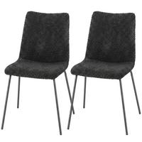 ESSZIMMERSTUHL Samt 100 Polyester Dunkelgrau - Dunkelgrau, Textil/Metall (45/89/57cm) - HOMCOM