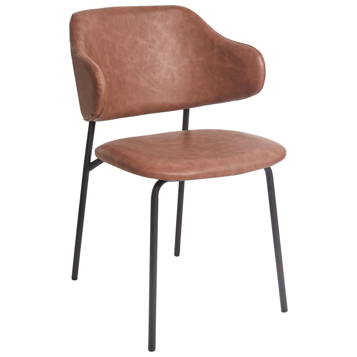 ESSZIMMERSTUHL 2er-Set Kunstleder Braun Kenai - Braun, Kunststoff (53/82/58cm) - Beliani