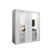 SCHWEBETÜRENSCHRANK 200/180/62 2-türig - Silberfarben/Weiß, Holz/Kunststoff (180/200/62cm) - MÖBEL KRYSPOL