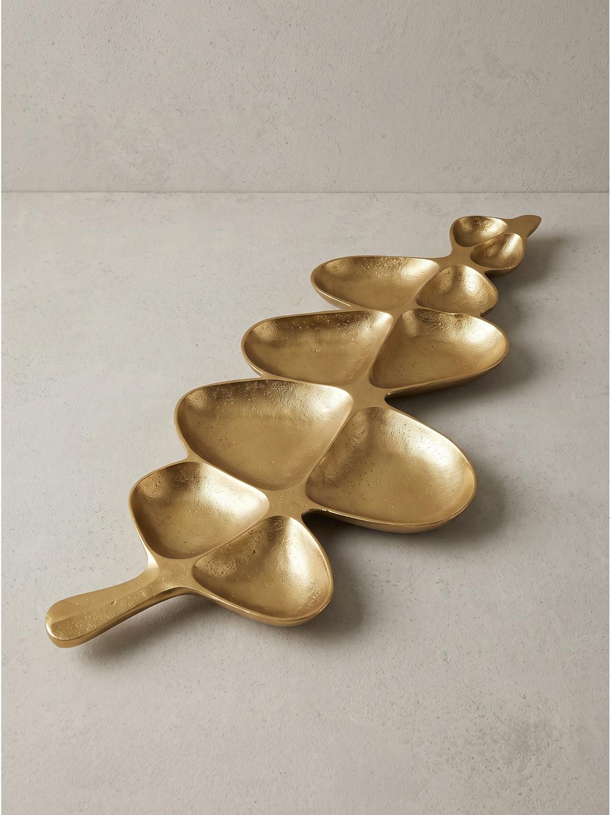 DEKOSCHALE NUMANA, Aluminium, handgefertigt, Gold, 60,5 x 17,5 x 3 cm - Goldfarben, Metall (3cm) - KADIMA DESIGN