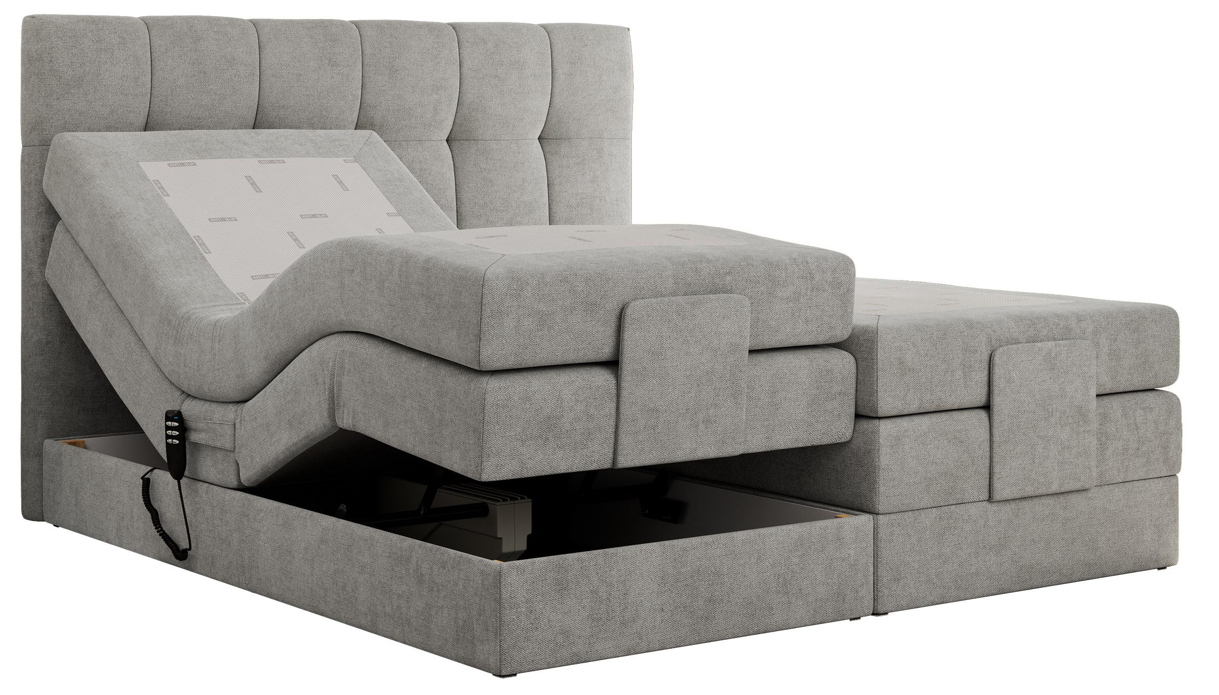 BOXBETT VITTORIA 200/200 - Hellgrau Struktur - H3 - Hellgrau, Holz/Textil (200/200cm) - MKS