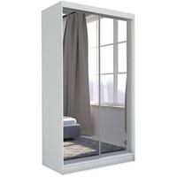 SCHWEBETÜRENSCHRANK Debra II 120/216/61 weiß mit Spiegel und Schubladen - Weiß, Holzwerkstoff (120/216/61cm) - Beautysofa