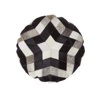 PATCHWORK-KISSEN Fell & Leder rund 40 cm – Stern - Multicolor, Leder/Textil (40/40cm) - Homescapes