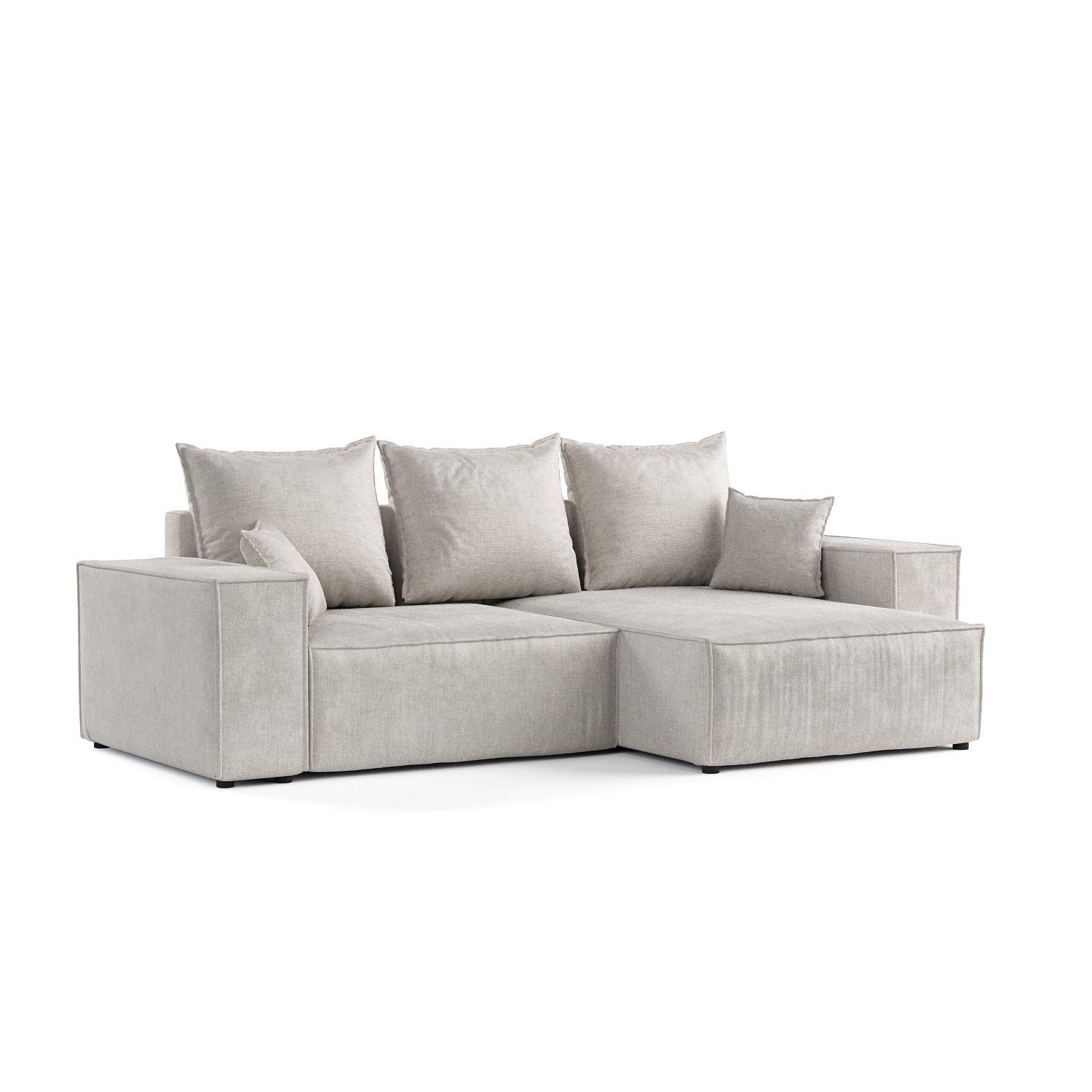 ECKSOFA SENSO mit Schlaffunktion Hellbeige im Wind Stoff - Beige/Schwarz, Holz/Holzwerkstoff (255/148cm) - AltaBeds
