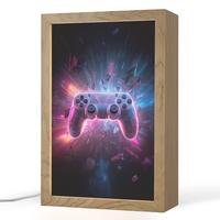 NACHTTISCHLAMPE Controller - Neon - Explosion - Abstrakt 20x30 cm - Violett, Holzwerkstoff (8/20/30cm) - OnlyWow