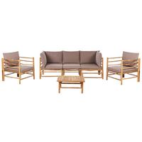 LOUNGE SET 5-Sitzer Bambusholz hellbraun 4-teilig Auflagen taupe Cerreto - Taupe, Holz - Beliani