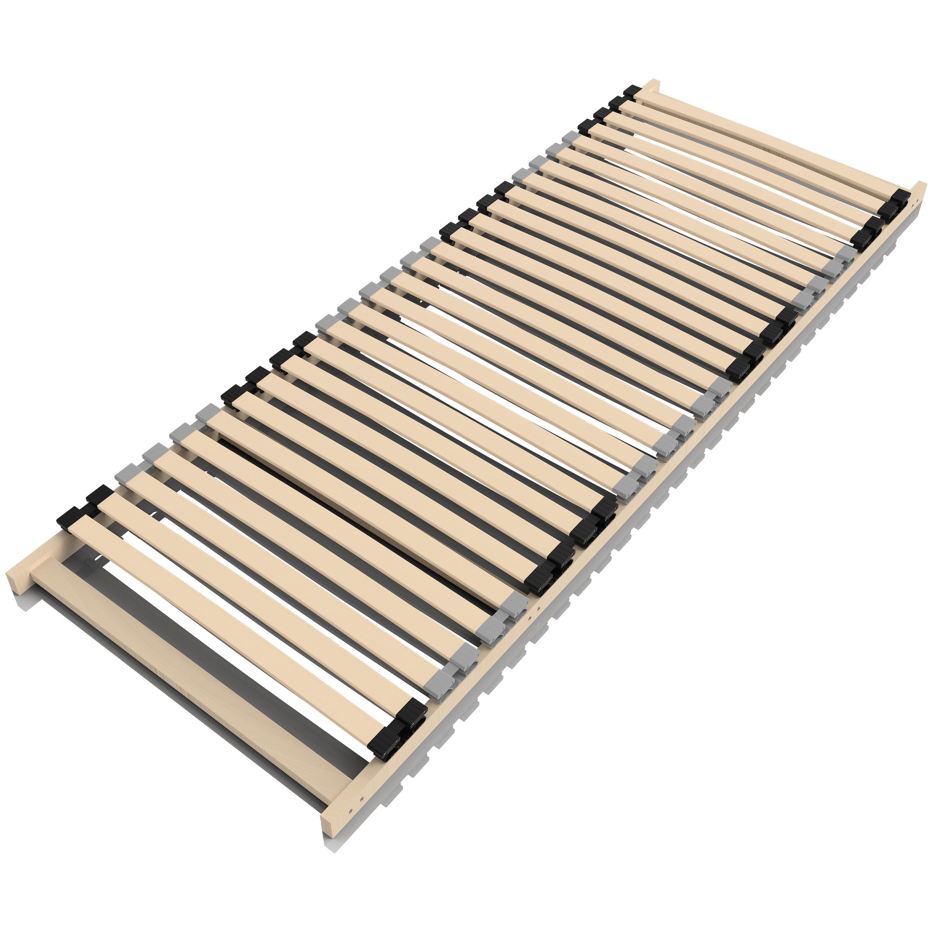 LATTENROST 7-Zonen DreamBase 80x200 cm – stabiler Holzlattenrost mit Federleisten für optimale Matratzenunterstützung - Eschefarben/Buchefarben, Holz (80/200cm) - Mister Sandman