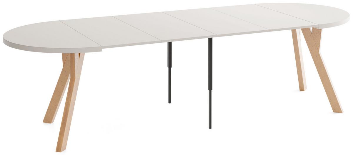 ESSTISCH Avero rund, ausziehbar, Massivholzbeine aus Buche, Kaschmir 100-300/100/77 cm - Hellbraun/Beige, Holz/Holzwerkstoff (100/300/76.5cm) - WFL GROUP