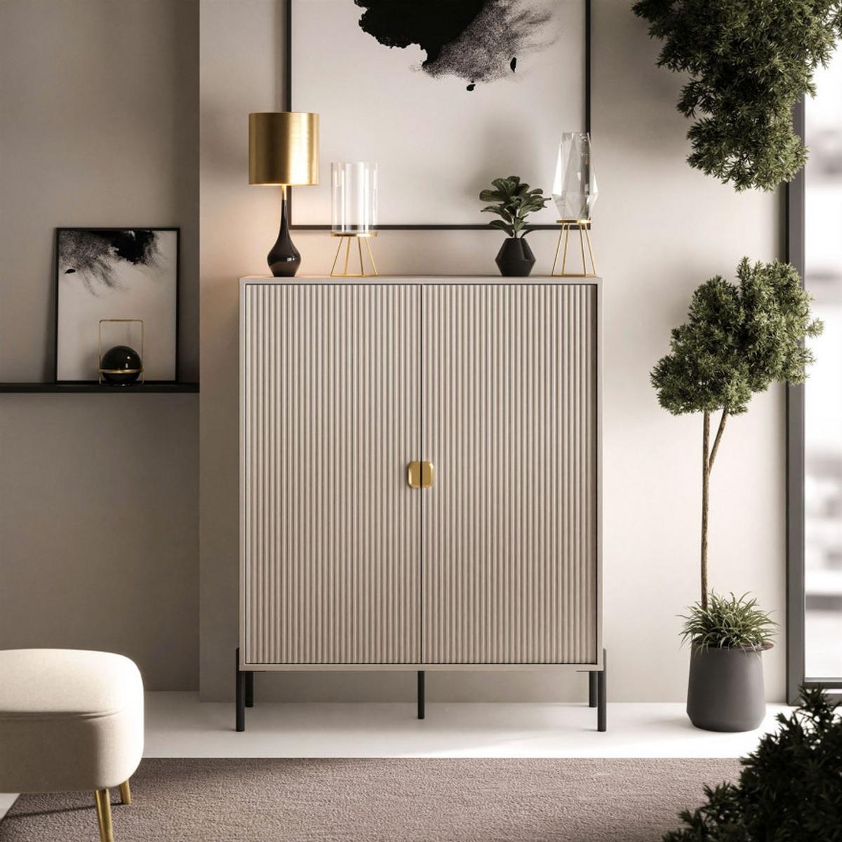 KOMMODE DALIA - Kaschmir/Goldfarben, Holzwerkstoff (104/127/40cm) - Lookway