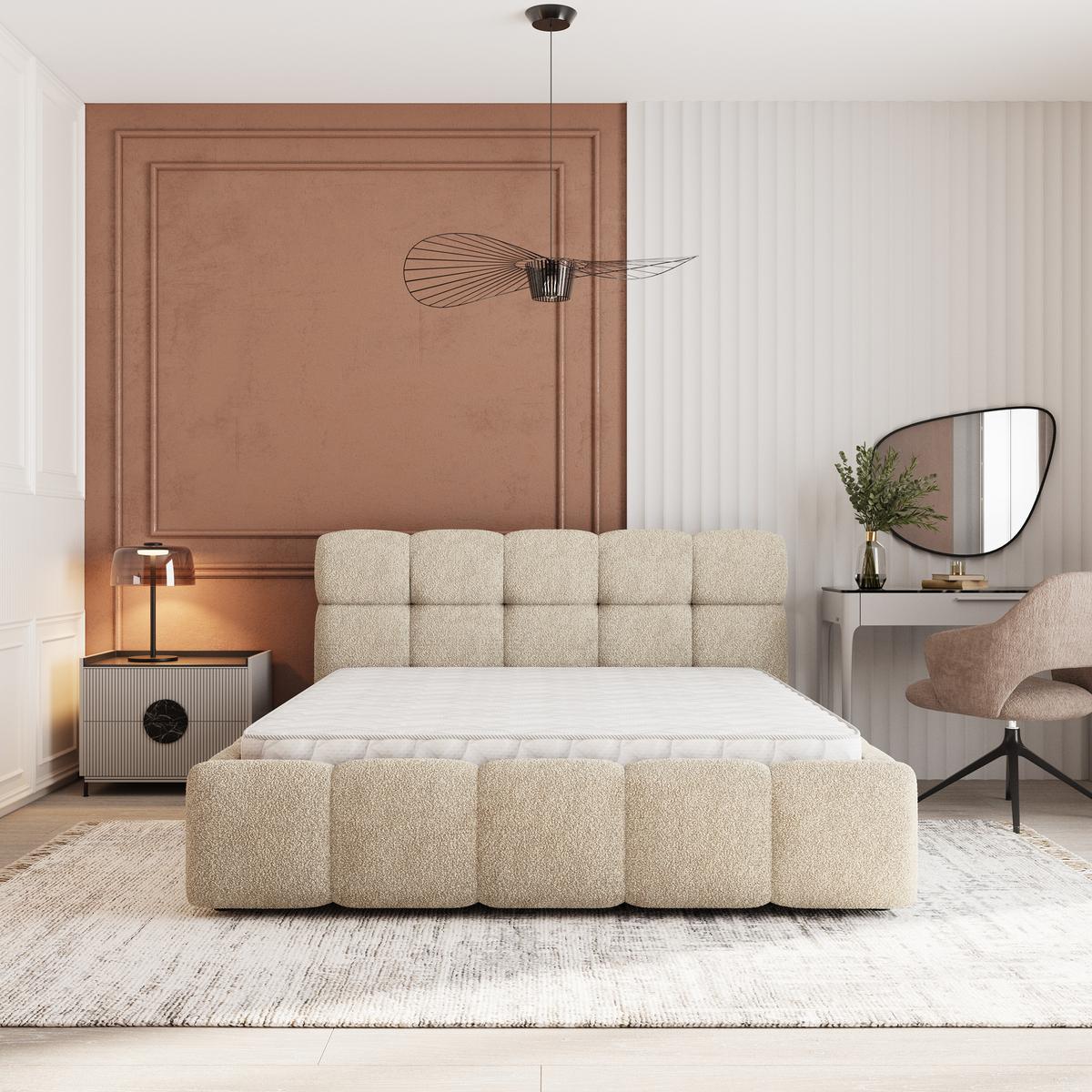 POLSTERBETT FARU Q 140x200 cm mit Bettkästen - Creme - Creme, Holz (140/200cm) - MASSENO
