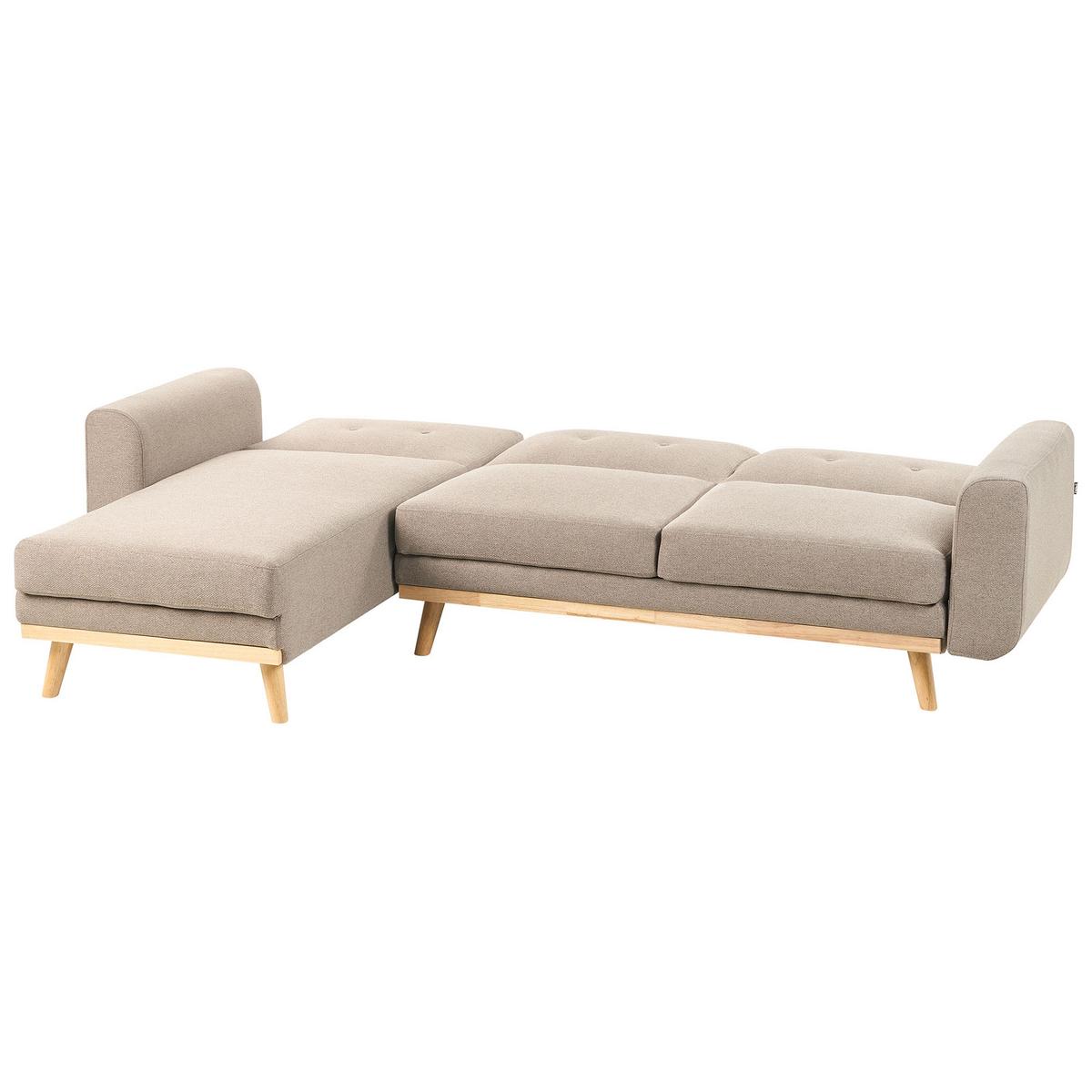 ECKSCHLAFSOFA 3-Sitzer Stoff Hellbraun rechtsseitig Kaarina - Hellbraun, Textil (260/152cm) - Beliani